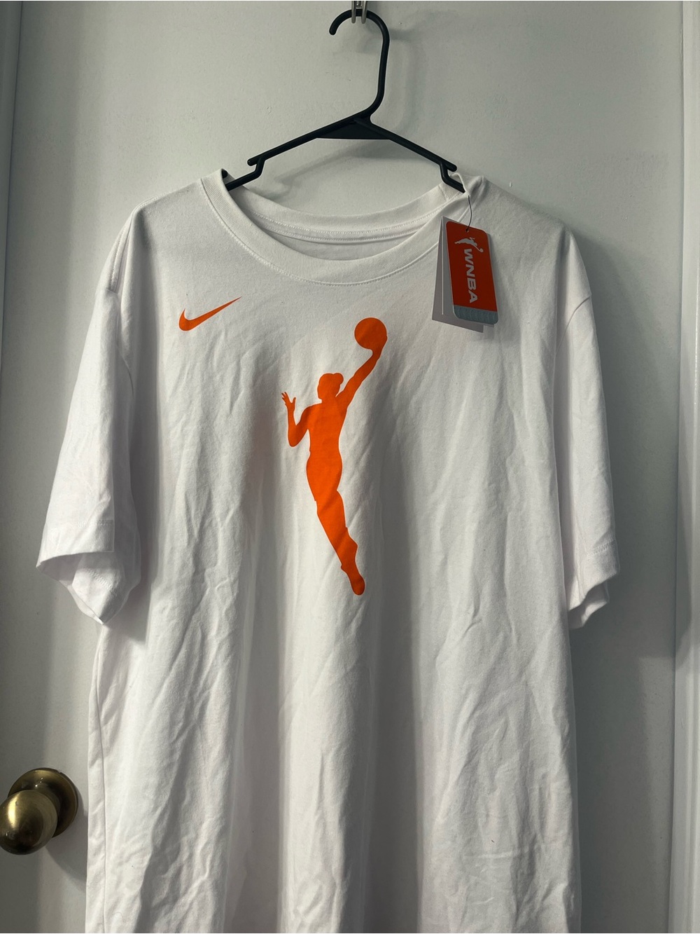 Nike White Short-Sleeve Tee with Orange WNBA Graphic